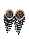 Black bead dangler earrings
