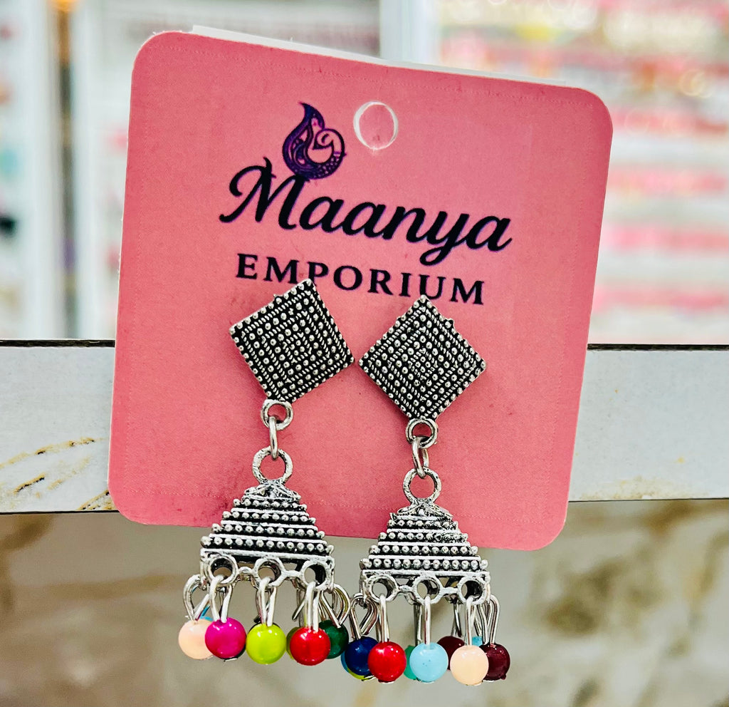Multicolor Oxidized Jhumkas