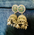 Peacock feather Oxidized Jhumkas