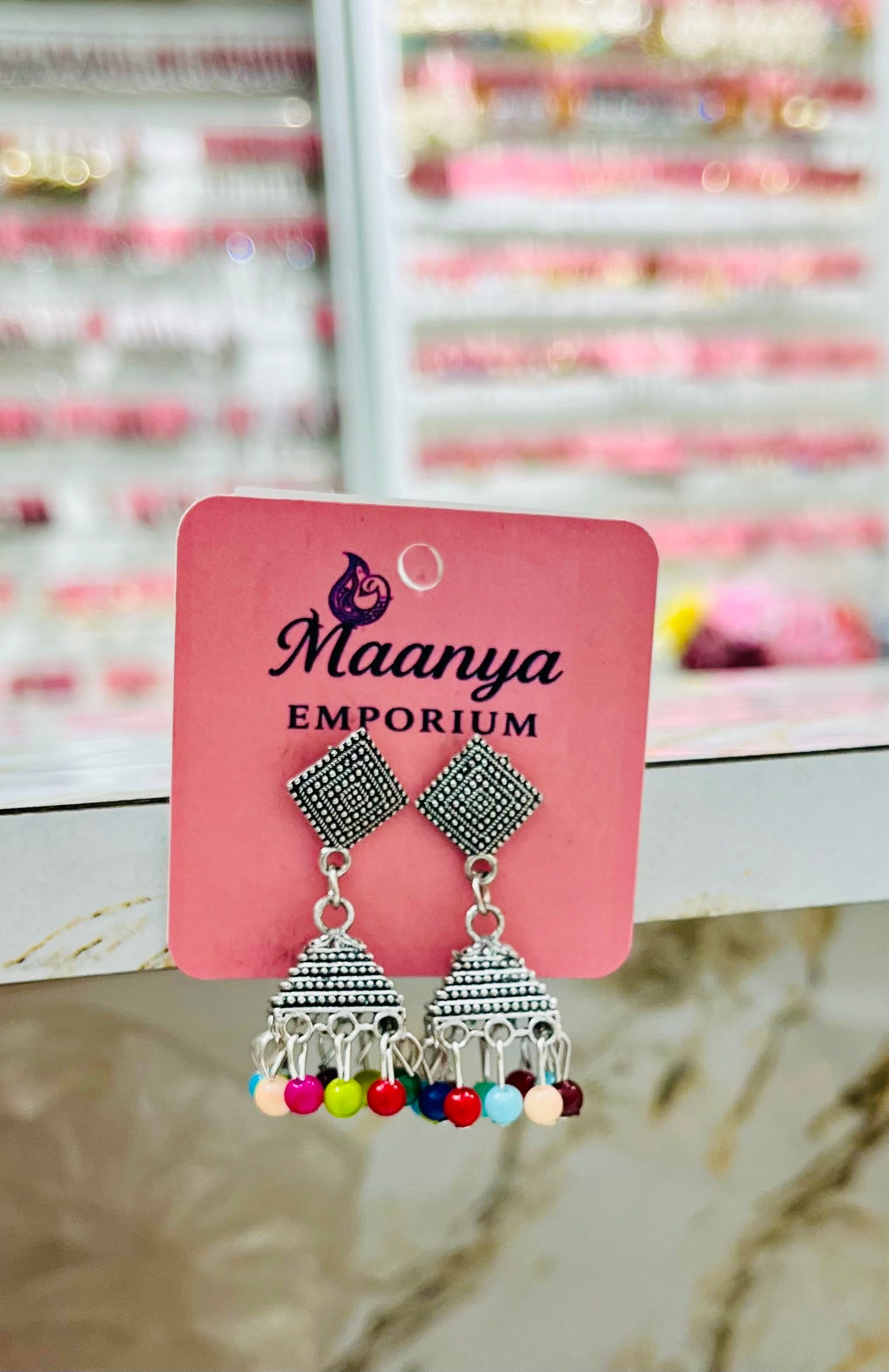 Multicolor Oxidized Jhumkas