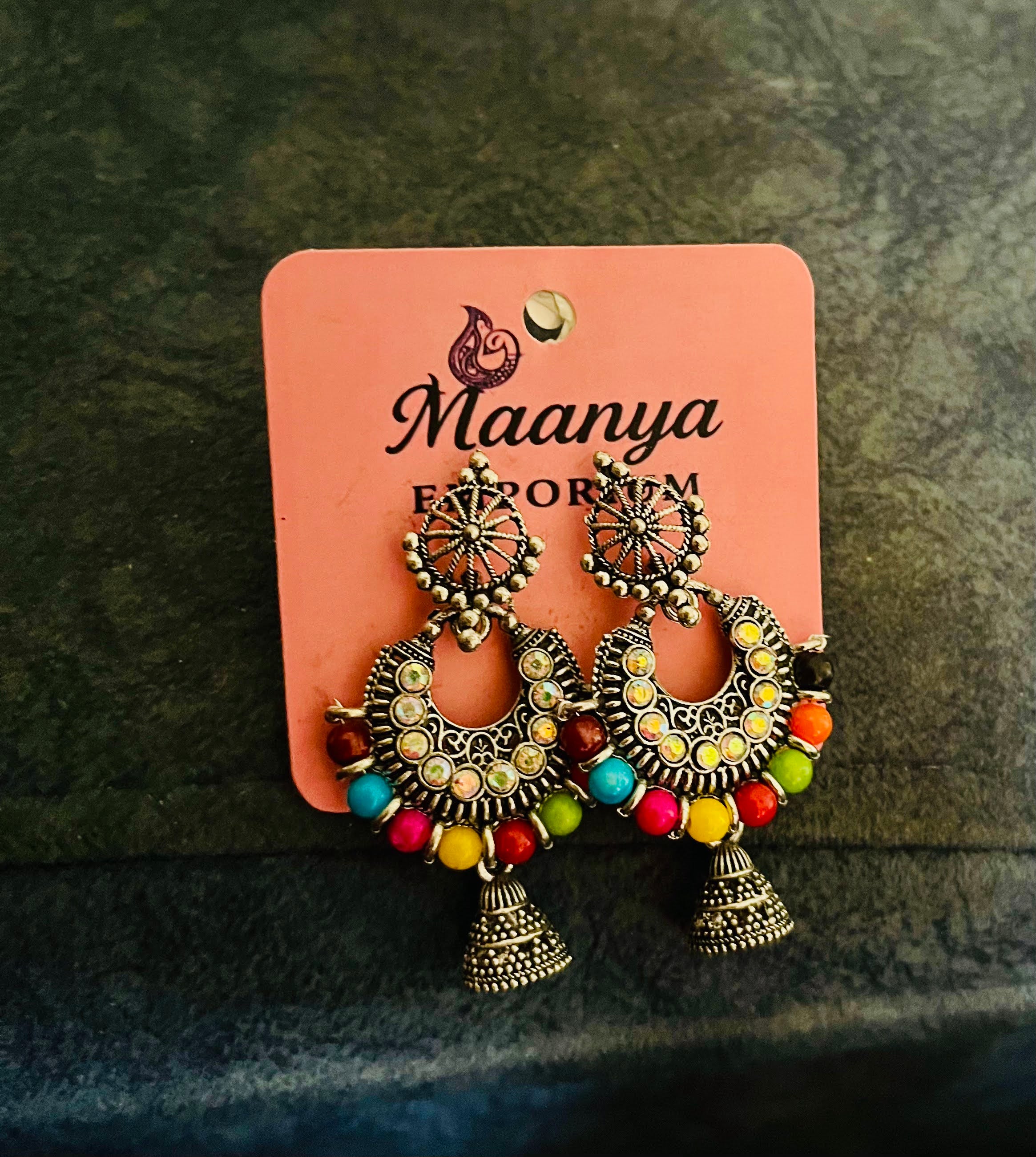 Multicolor Oxidized Chandbali